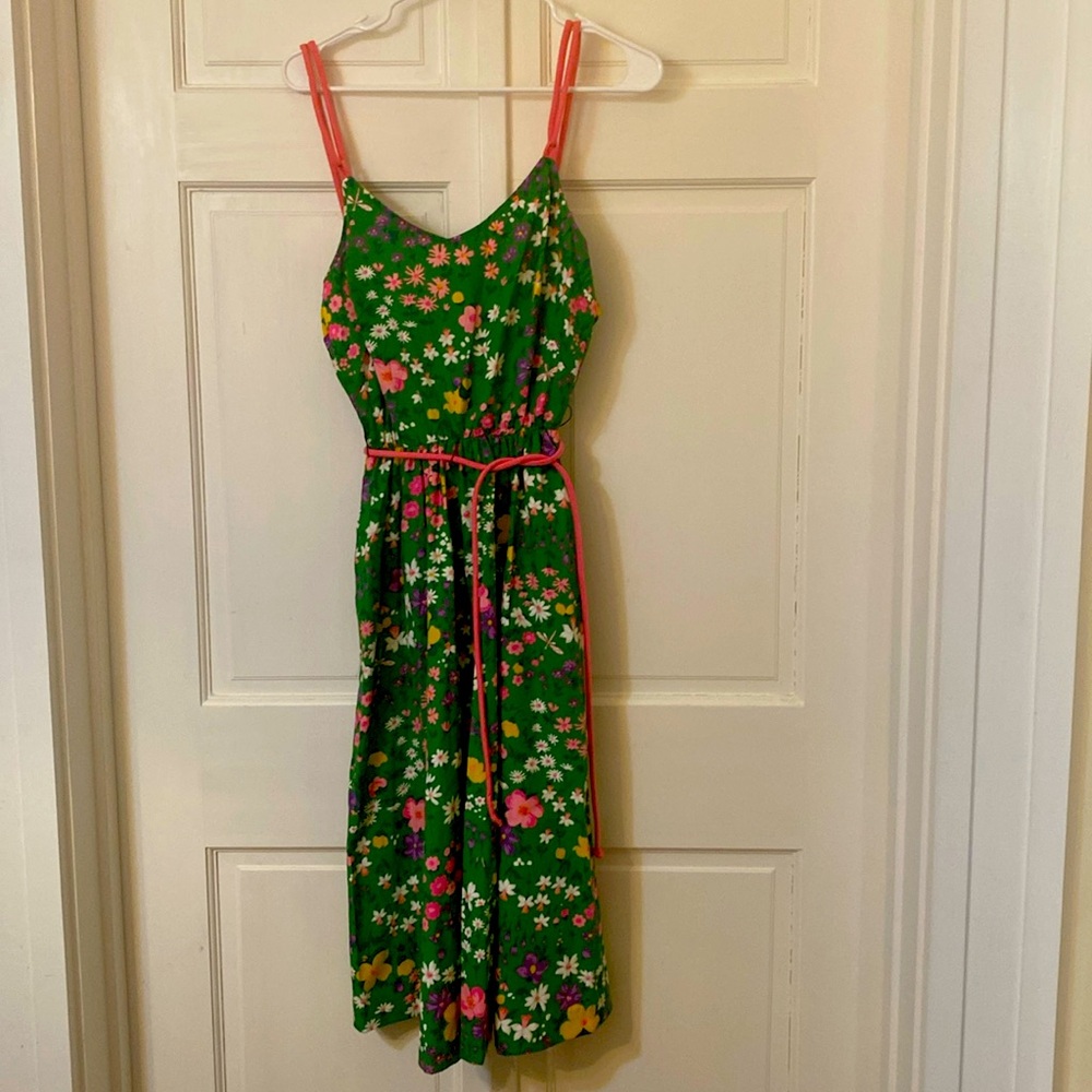 Jenny vintage colorful double strap sundress with self bra, elastic waist